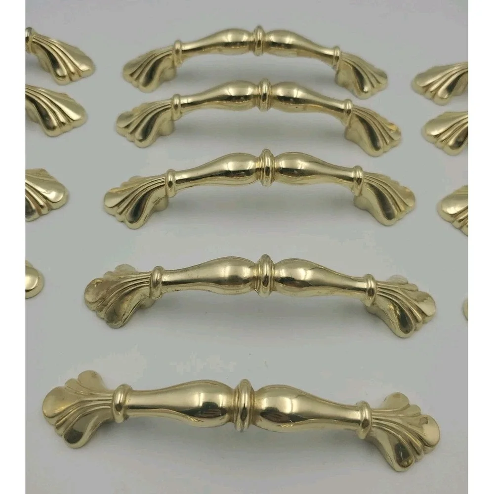 17 Vtg French Provincial Gold Brass Drawer Pulls Dresser Cabinet Handles 3
